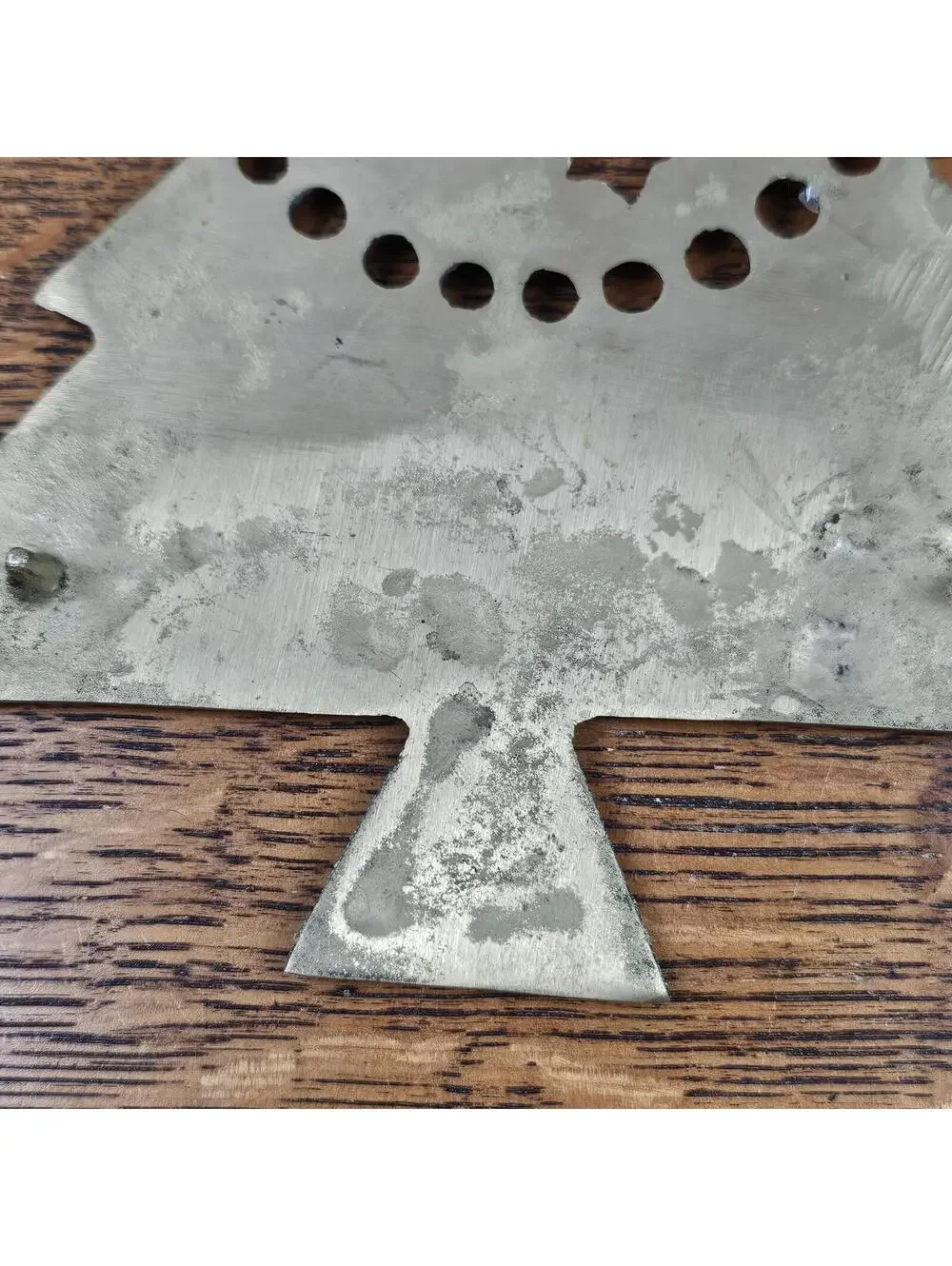 Vintage Solid Brass Christmas Tree Trivet | Teddy Bear Toy Car Kitchen Decor